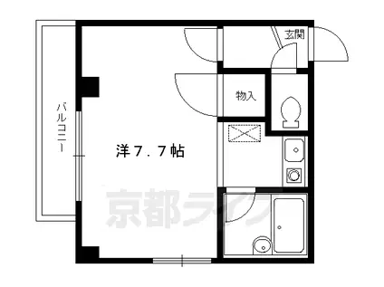 京福北野線 北野白梅町駅 徒歩17分 3階建 築30年(1K/1階)の間取り写真