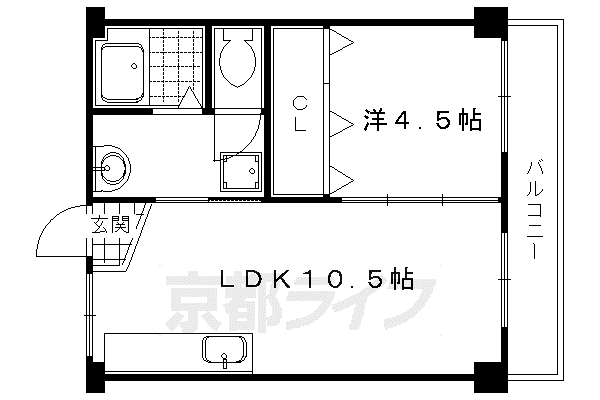 GRUN榊田(1LDK/2階)の間取り写真