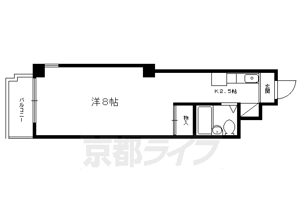 叡山電鉄 一乗寺駅 徒歩5分 5階建 築36年(1K/3階)の間取り写真