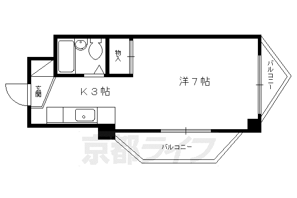 叡山電鉄 一乗寺駅 徒歩5分 5階建 築36年(1K/4階)の間取り写真