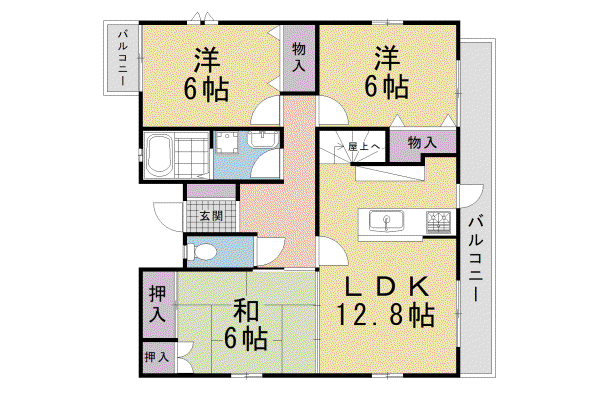 京都市烏丸線 鞍馬口駅 徒歩10分 3階建 築25年(3LDK/3階)の間取り写真