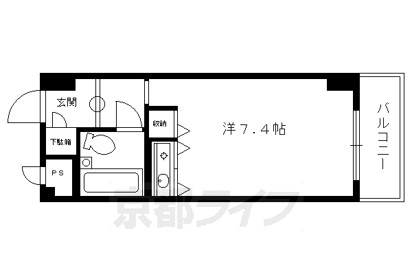 京都市烏丸線 北山駅(京都) 徒歩5分 5階建 築41年(ワンルーム/4階)の間取り写真
