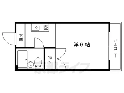 京都市烏丸線 今出川駅 徒歩15分 4階建 築38年(1K/2階)の間取り写真