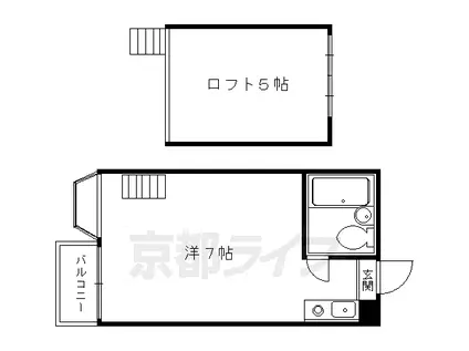 京阪電気鉄道鴨東線 出町柳駅 徒歩6分 2階建 築33年(1K/2階)の間取り写真
