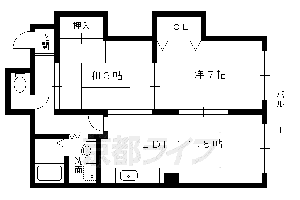 京都市烏丸線 鞍馬口駅 徒歩3分 5階建 築32年(2LDK/2階)の間取り写真