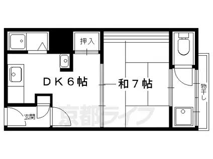 叡山電鉄 一乗寺駅 徒歩1分 4階建 築54年(1DK/2階)の間取り写真