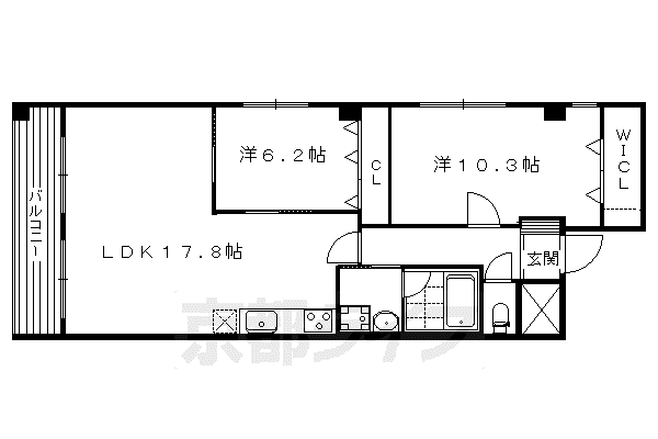 京都市烏丸線 今出川駅 徒歩4分 5階建 築21年(2LDK/3階)の間取り写真