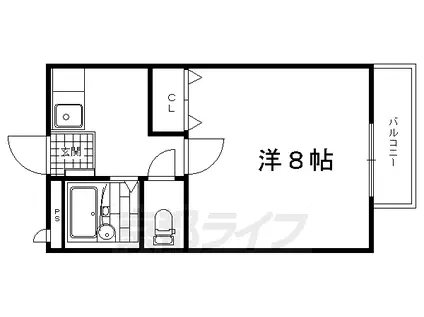 京都市烏丸線 北大路駅 徒歩50分 2階建 築21年(1K/1階)の間取り写真