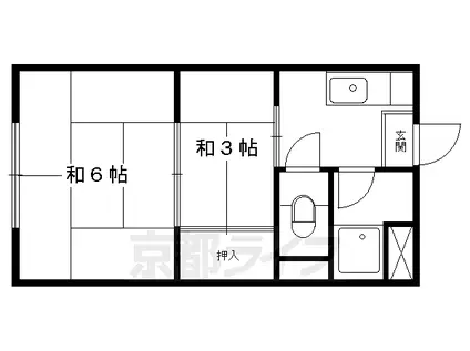 京阪電気鉄道鴨東線 神宮丸太町駅 徒歩17分 3階建 築60年(2K/2階)の間取り写真