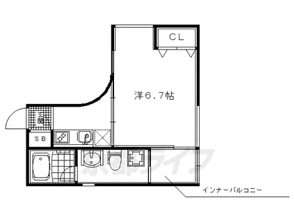 京都市烏丸線 北大路駅 徒歩10分 3階建 築20年(1K/2階)の間取り写真