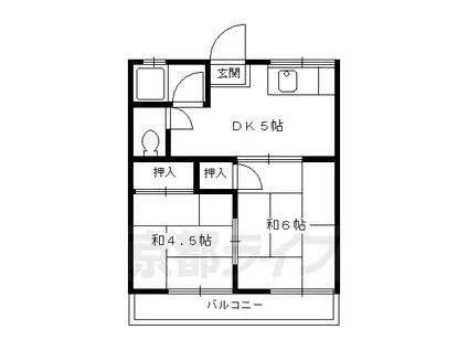 修学院ローズハイツ(2DK/2階)の間取り写真