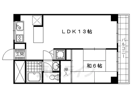 エスカローナ玉田(1LDK/2階)の間取り写真