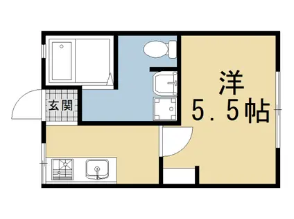 京都市烏丸線 北大路駅 徒歩23分 2階建 築42年(1K/2階)の間取り写真