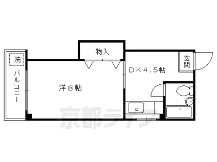京福北野線 北野白梅町駅 徒歩6分 4階建 築39年(1DK/3階)の間取り写真
