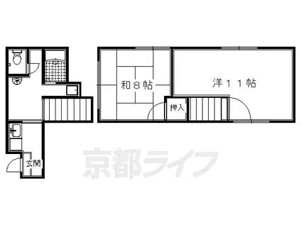 叡山電鉄 一乗寺駅 徒歩5分 2階建 築51年(2K/2階)の間取り写真