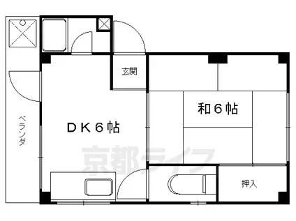 叡山電鉄 一乗寺駅 徒歩4分 4階建 築50年(1DK/4階)の間取り写真