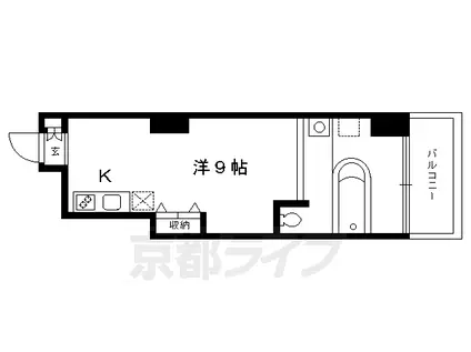 京都市烏丸線 北大路駅 徒歩9分 7階建 築20年(1K/4階)の間取り写真