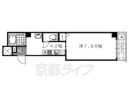 京都市烏丸線 北大路駅 徒歩5分 3階建 築20年(1K/3階)の間取り写真