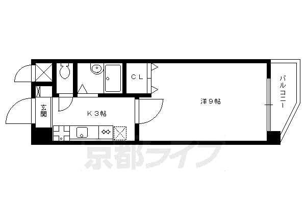 ハウスセゾン朱雀大路(1K/5階)の間取り写真