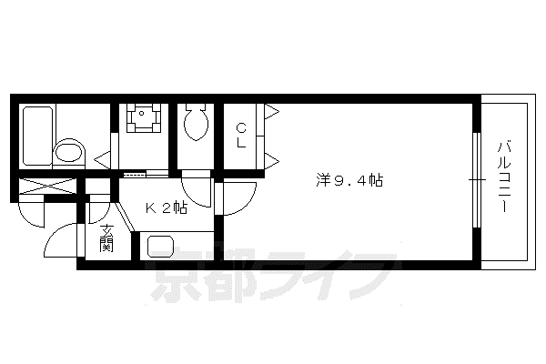 京都市烏丸線 北大路駅 徒歩13分 3階建 築35年(1K/3階)の間取り写真