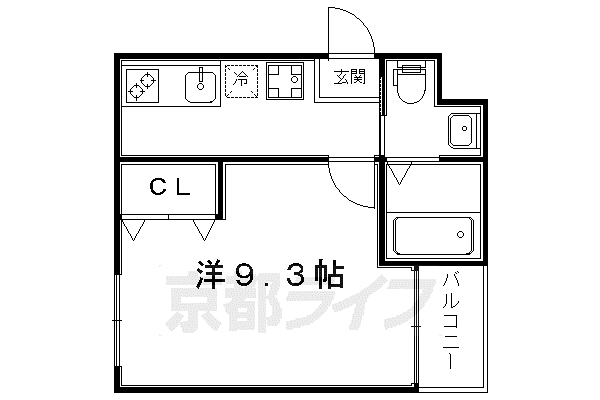 フラッティ一条御前(1K/2階)の間取り写真