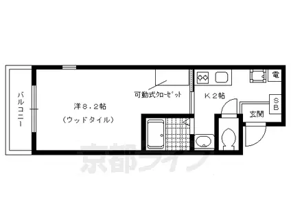 京都市烏丸線 北大路駅 徒歩20分 4階建 築21年(1K/3階)の間取り写真