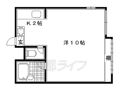 京都市烏丸線 鞍馬口駅 徒歩9分 3階建 築34年(1K/2階)の間取り写真