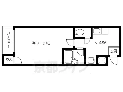京都市烏丸線 鞍馬口駅 徒歩17分 3階建 築30年(1K/3階)の間取り写真