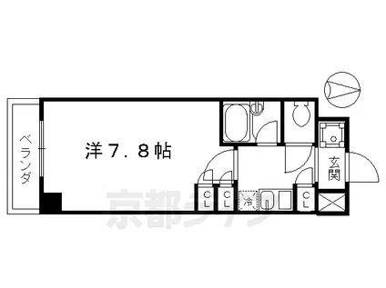 京都市烏丸線 丸太町駅(京都市営) 徒歩3分 7階建 築32年(1K/3階)の間取り写真