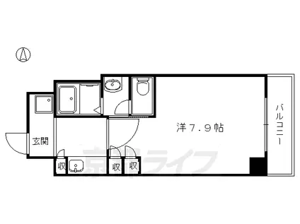 京都市烏丸線 丸太町駅(京都市営) 徒歩3分 7階建 築32年(1K/2階)の間取り写真