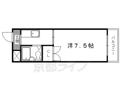 フレーズⅠ(1K/3階)の間取り写真