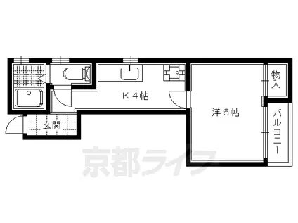 アルカス千本通(1K/2階)の間取り写真