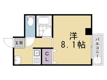京福北野線 北野白梅町駅 徒歩24分 4階建 築43年(1K/3階)の間取り写真