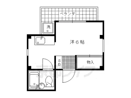 京都市烏丸線 北山駅(京都) 徒歩9分 5階建 築38年(ワンルーム/2階)の間取り写真
