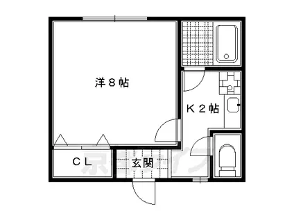 京都市烏丸線 北山駅(京都) 徒歩20分 2階建 築30年(1K/1階)の間取り写真