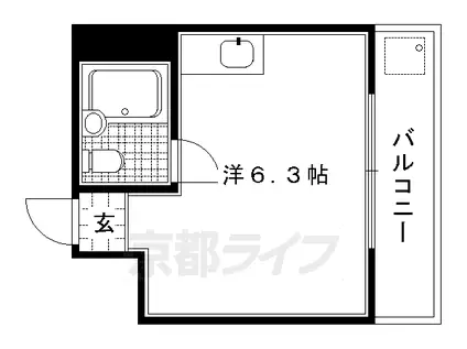 京都市烏丸線 丸太町駅(京都市営) 徒歩14分 5階建 築50年(ワンルーム/4階)の間取り写真
