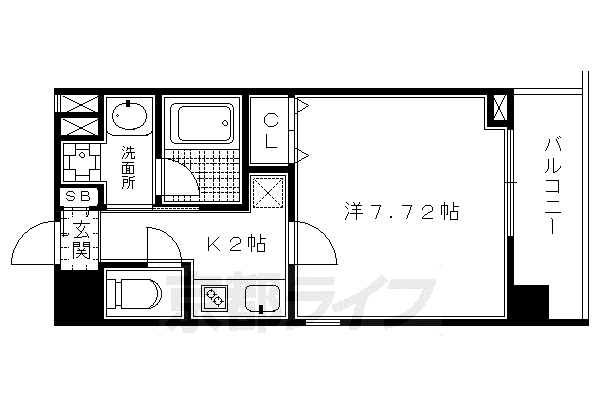 京都市烏丸線 今出川駅 徒歩12分 7階建 築20年(1K/7階)の間取り写真