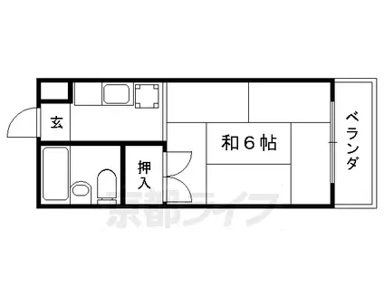 京都市烏丸線 今出川駅 徒歩7分 3階建 築44年(1K/2階)の間取り写真