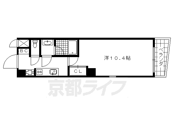 京阪電気鉄道鴨東線 出町柳駅 徒歩3分 10階建 築20年(1K/10階)の間取り写真