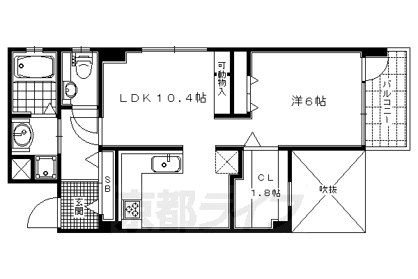 京都市烏丸線 北山駅(京都) 徒歩5分 5階建 築20年(1LDK/4階)の間取り写真