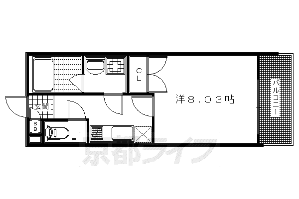 京都市烏丸線 今出川駅 徒歩10分 6階建 築20年(1K/3階)の間取り写真