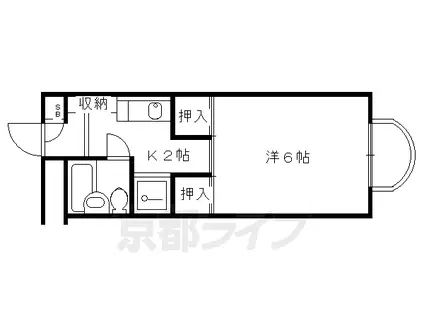 京福北野線 北野白梅町駅 徒歩18分 3階建 築41年(1K/1階)の間取り写真