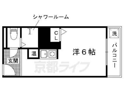 京都市烏丸線 今出川駅 徒歩15分 8階建 築45年(1K/5階)の間取り写真