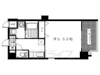 京都市烏丸線 鞍馬口駅 徒歩6分 6階建 築19年(1K/4階)の間取り写真