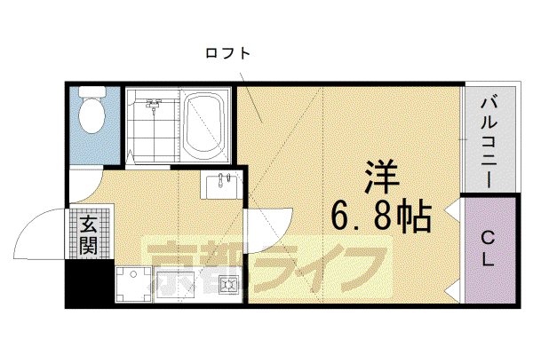 京都市烏丸線 今出川駅 徒歩5分 3階建 築21年(1K/3階)の間取り写真