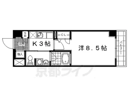 京都市烏丸線 北大路駅 徒歩20分 3階建 築18年(1K/2階)の間取り写真