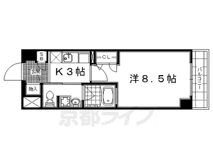 京都市烏丸線 北大路駅 徒歩20分 3階建 築19年(1K/1階)の間取り写真