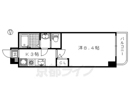 京都市烏丸線 今出川駅 徒歩15分 11階建 築19年(1K/10階)の間取り写真
