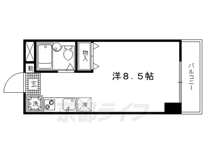 京都市烏丸線 鞍馬口駅 徒歩8分 5階建 築59年(ワンルーム/3階)の間取り写真