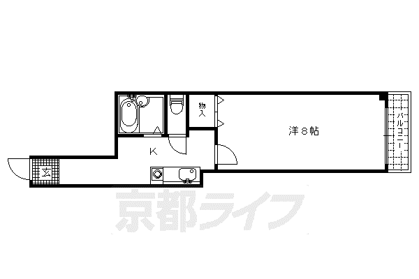 京都市烏丸線 今出川駅 徒歩17分 5階建 築30年(1K/4階)の間取り写真